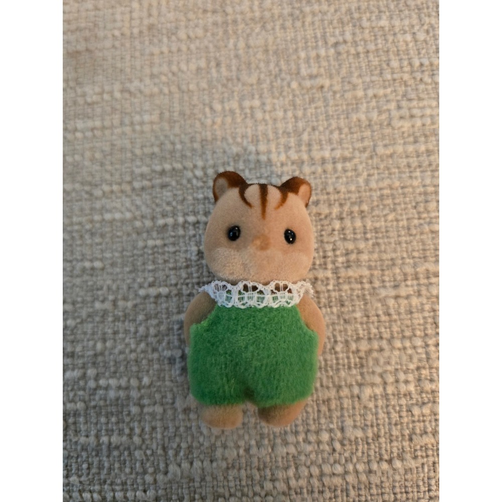 Calico Critters Hazelnut Chipmunk Baby Figure Green Romper Sylvanian Families